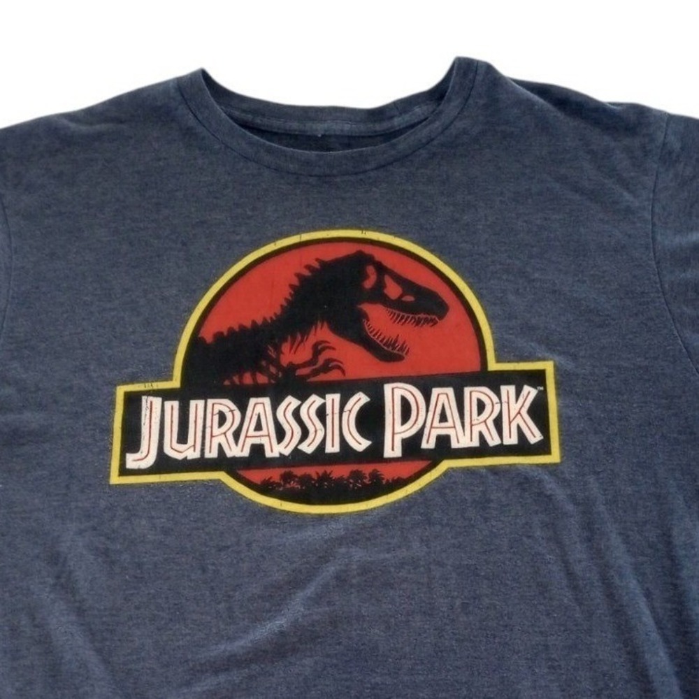 Jurassic Park T Rex Mens T-Shirt Size Large Crew Neck Short Sleeve Blue‎